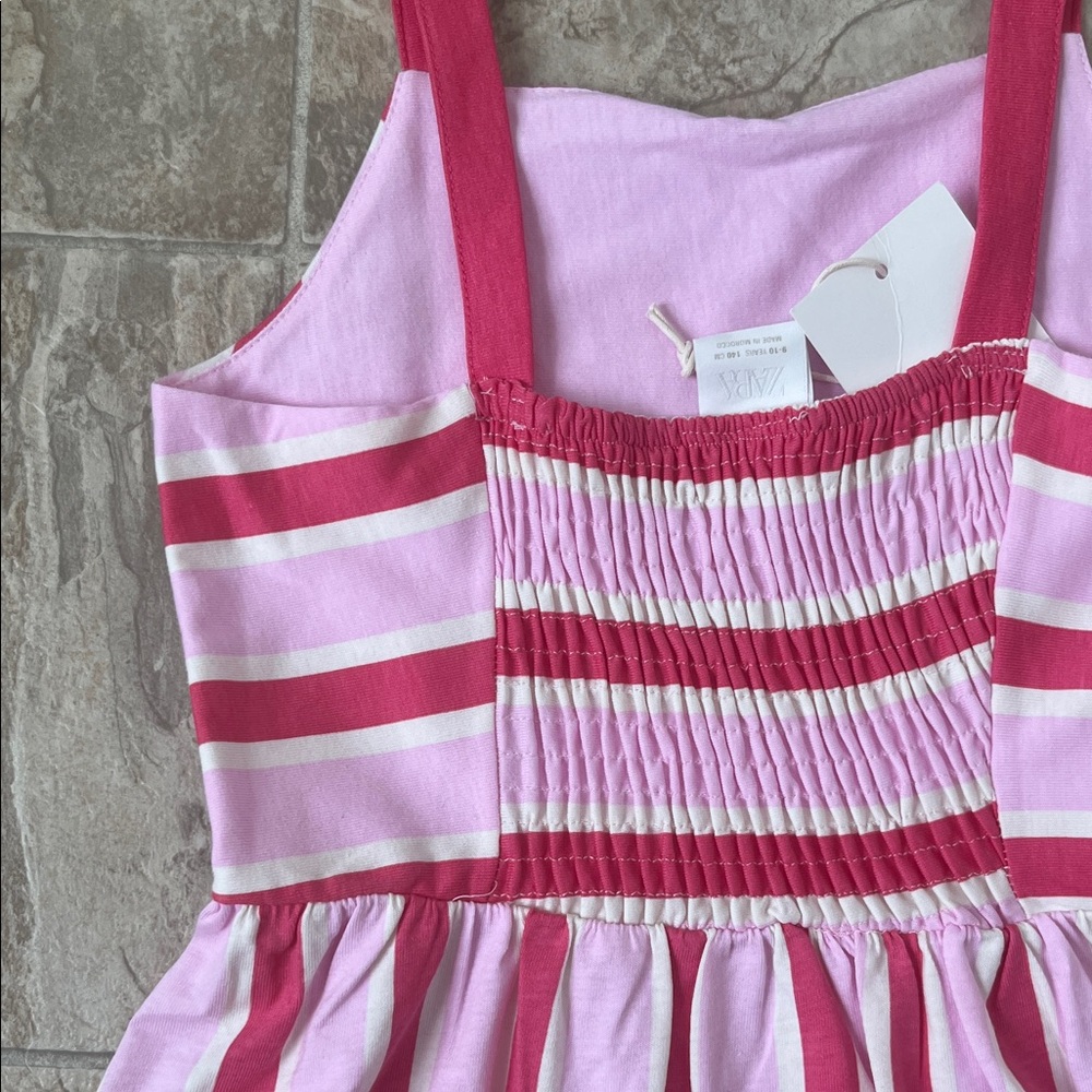 Zara Pink and White Striped Kids Dress - Picture 7 of 10